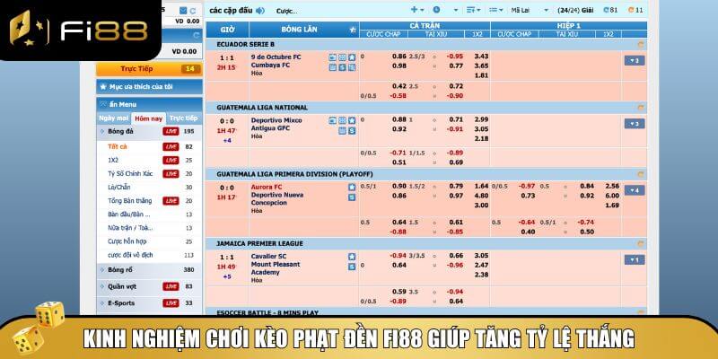 Kinh nghiệm đặt cược kèo phạt đền tại Fi88