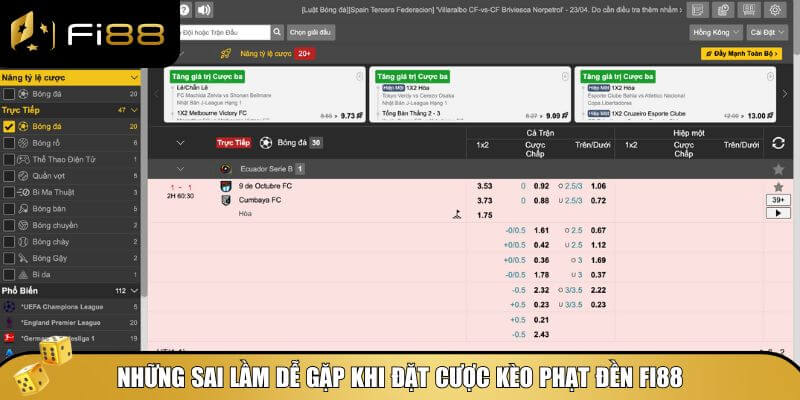 Sai lầm khi chơi đặt cược kèo phạt đền Fi88